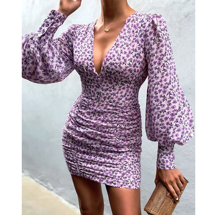 Sexy Floral Print Women Mini Dresses