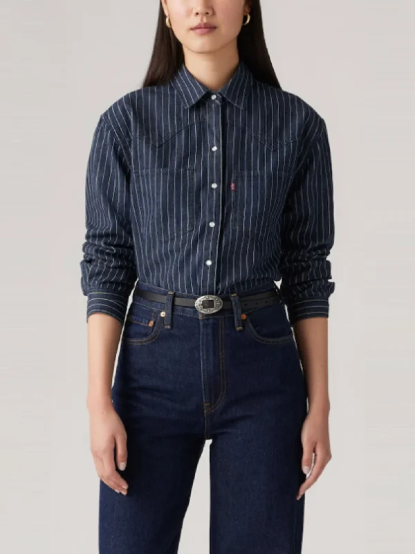 Teodora Western Mari Stripe Long Sleeve Buttondown Shirt