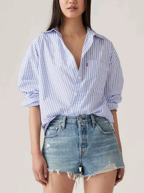 Lola Bearberry Stripe Blue Yonder Long Sleeve Butondown Shirt