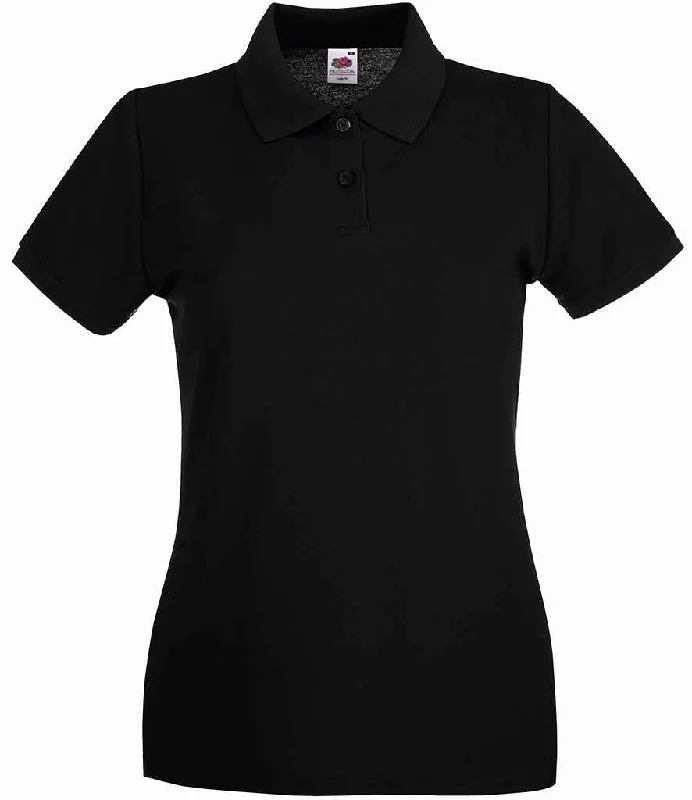 Fruit of the Loom Lady-Fit Premium Cotton Piqué Polo Shirt | Black