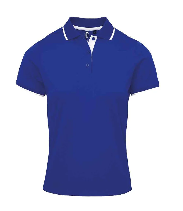 Premier Ladies Contrast Coolchecker® Piqué Polo Shirt | Royal Blue/White