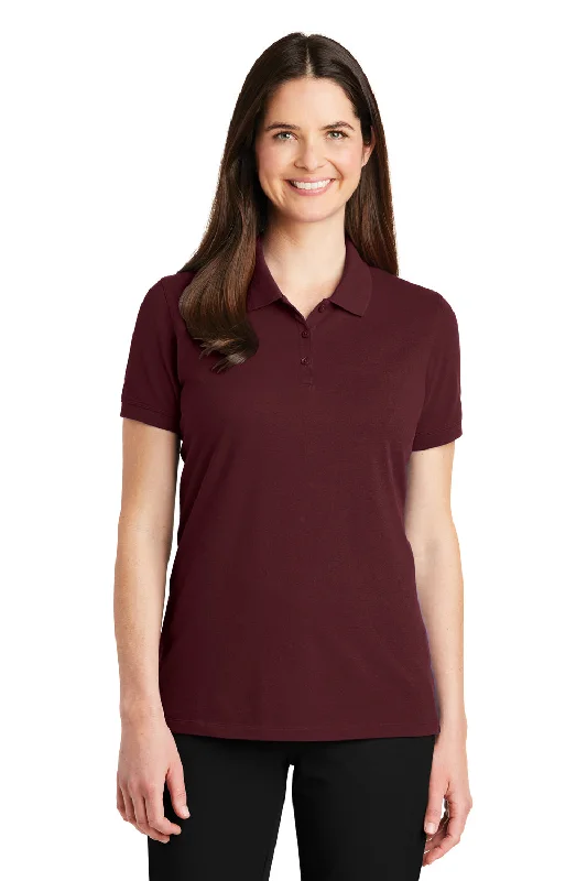 Port Authority Womens Wrinkle Resistant Short Sleeve Polo Shirt - Maroon - Closeout