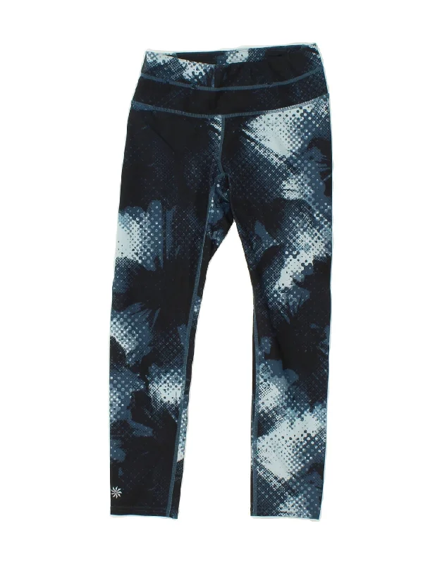 ATHLETA Womens Abstract Pattern Leggings UK 2 2XS  Navy Blue Polyester