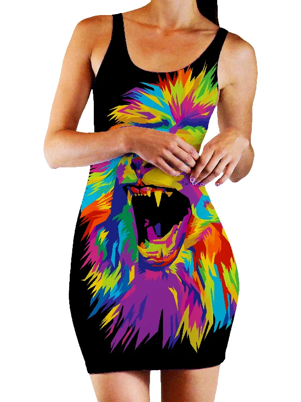 Psychedelic Lion Bodycon Mini Dress