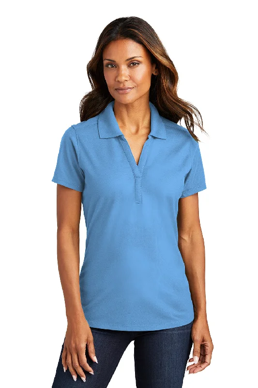 Port Authority Womens EZPerformance Moisture Wicking Short Sleeve Polo Shirt - Carolina Blue - Closeout