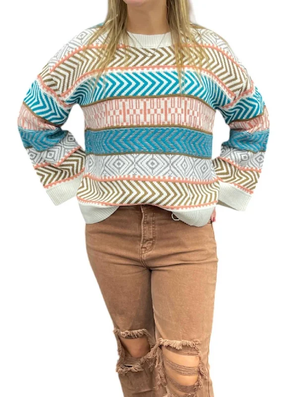 Aztec Sweater In Jade