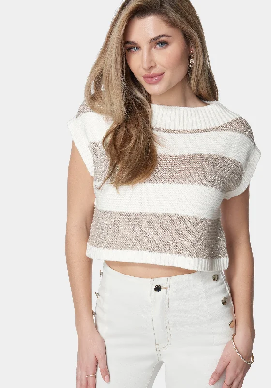 Drop Shoulder Sequin Detail Sweater Top