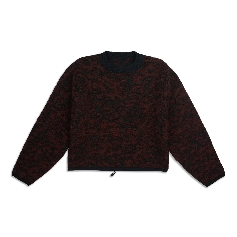 Jacquard Multi-Texture Crew Neck Sweater - Resale