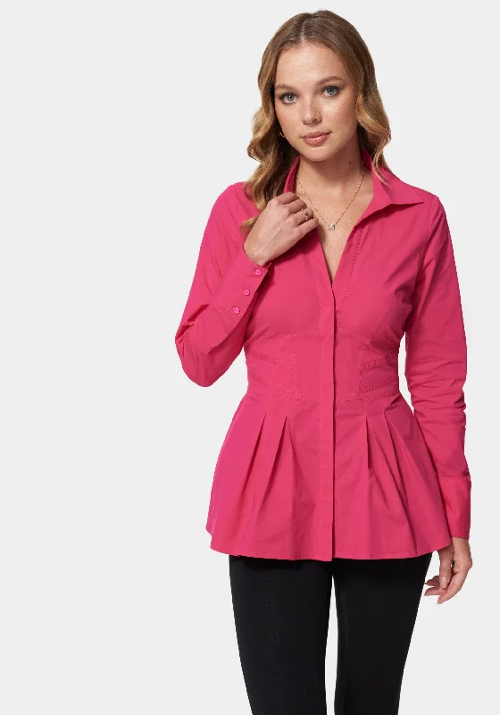 Poplin Corset Detail Long Sleeve Blouse