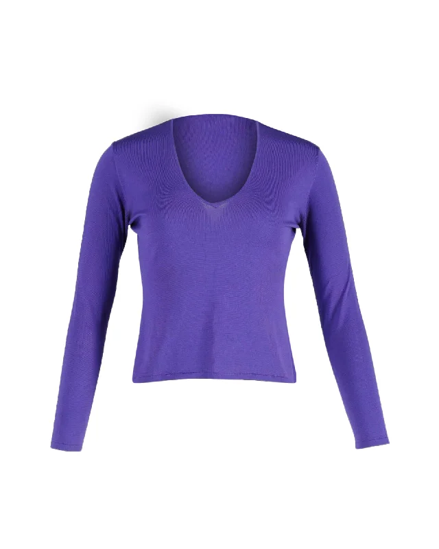 Ralph Lauren Long Sleeve Top in Purple Silk