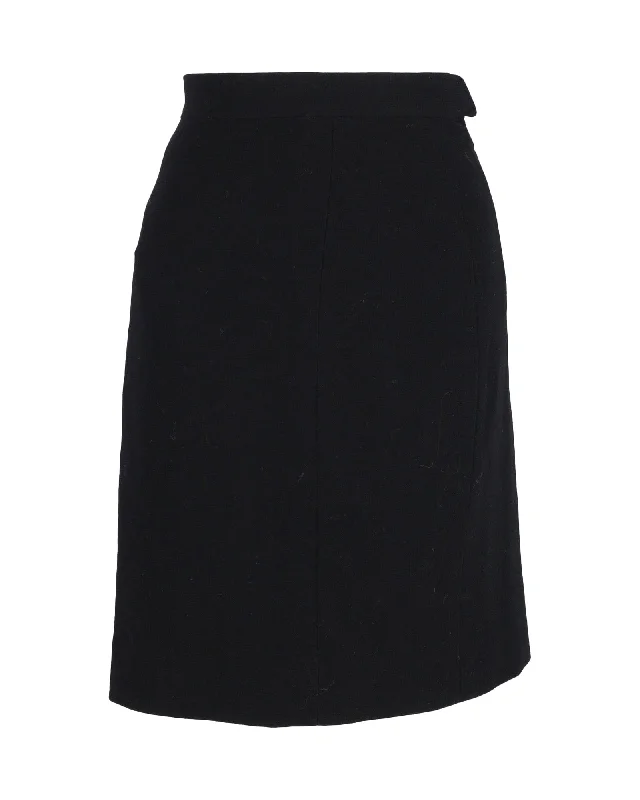 Chanel Above-Knee Straight Skirt in Black Polyester