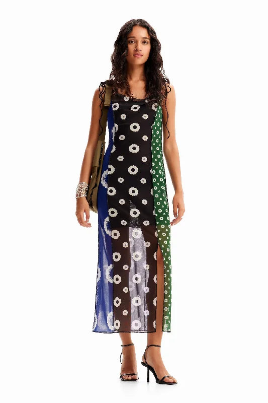 Desigual Women's Dresses Midi Ajustado De Tirantes