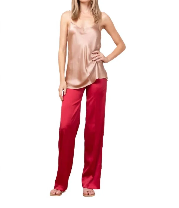 Flavia Satin Pant In Red