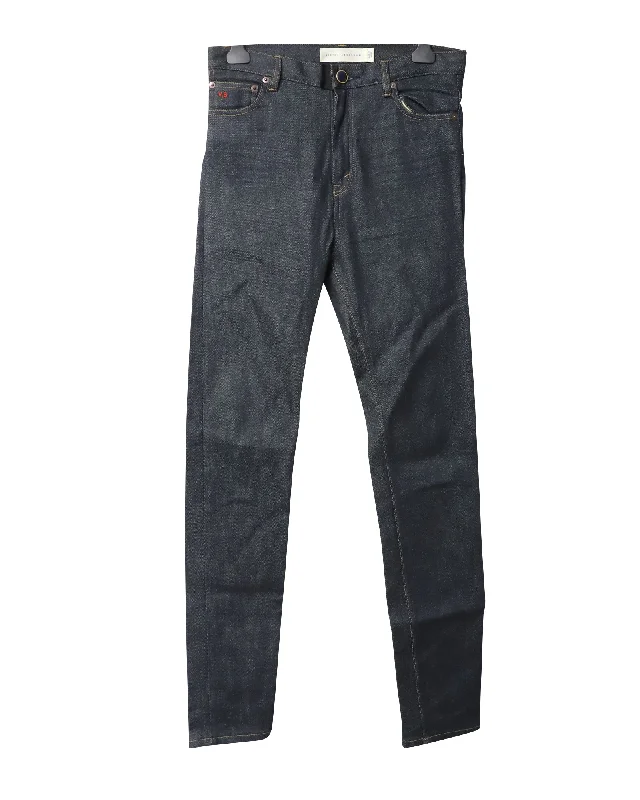 Victoria Beckham Straight-Cut Japanese Denim Jeans in Blue Cotton