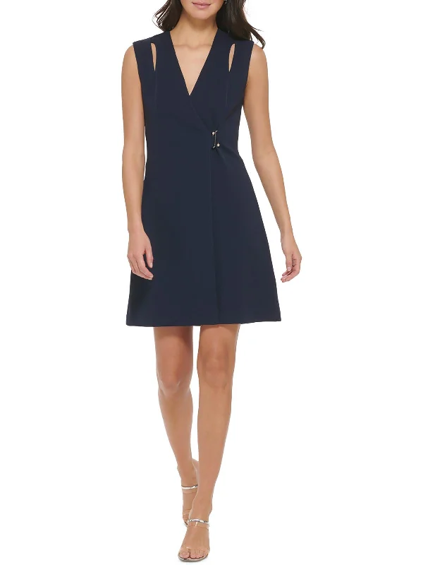 Womens Work Wear Above-Knee Wrap Dress