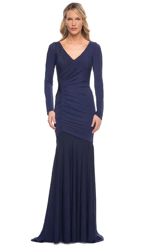 La Femme 30010 - Ruched Jersey Long Sleeve Mother of the Bride Dress