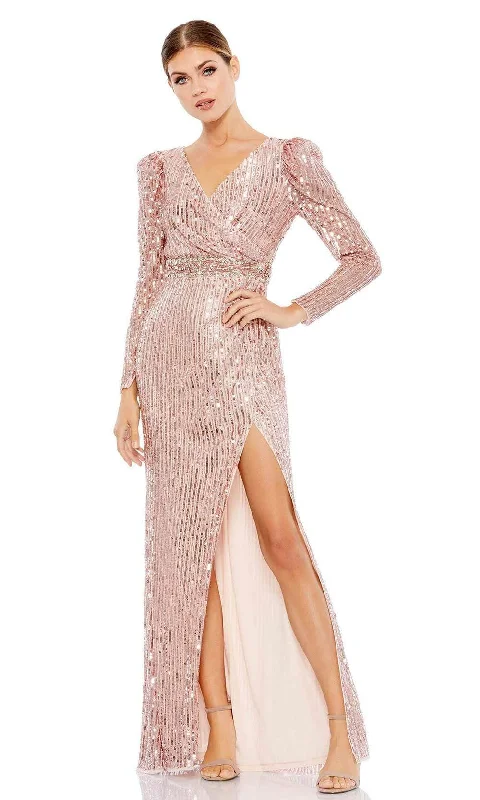 Mac Duggal - 93549 V-Neck High Slit Sheath Dress