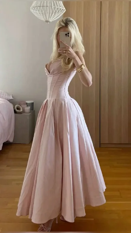 Light Pink Strapless A-Line Long Party Dress Lovely Birthday Dress, DP2789