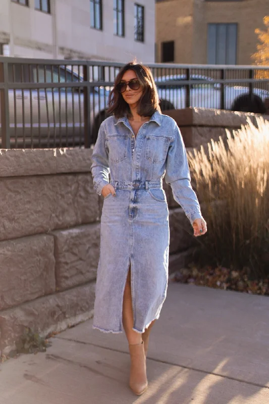 Take Me Out Denim Utility Dress - FINAL SALE